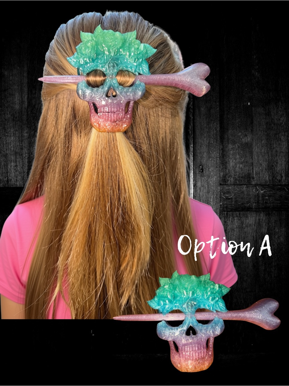 NEW Iridescent Skull & Crossbones Hair Clip | Colorful Statement Hair Accessory